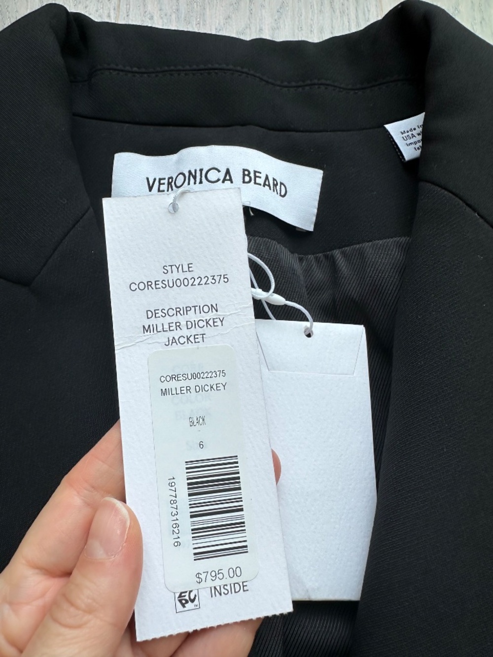 Veronica Beard MILLER Black Dickey Blazer Jacket Horn Brown Buttons With Tags 6 - Picture 4 of 12